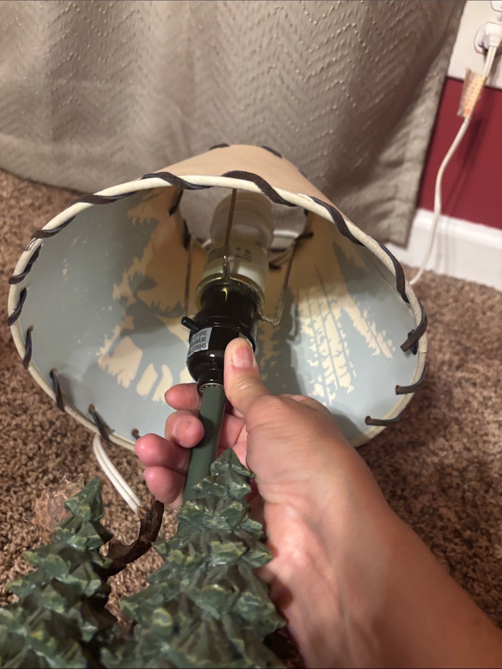 Rustic Moose Table Lamp - Brown and Green Accent - Picture 6 of 10